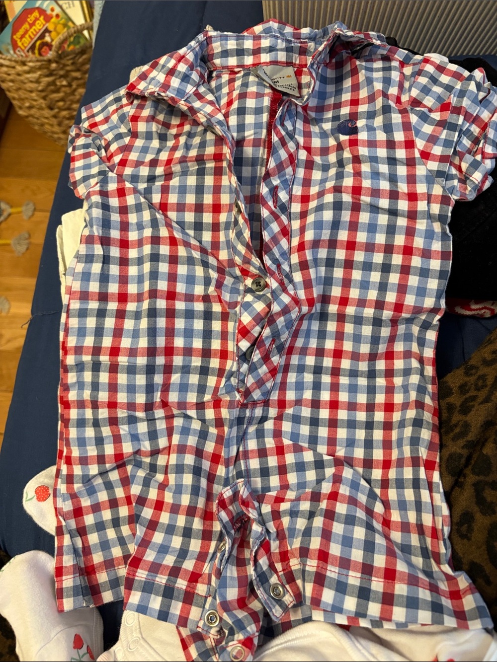 Carhartt Baby Plaid Button-Up Romper - Red & Blue